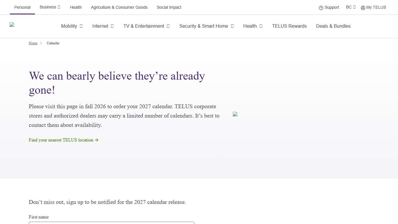 2026 TELUS Calendar TELUS